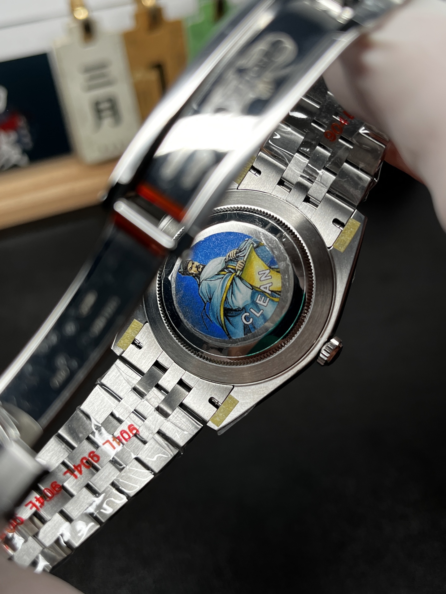 Super Clone Rolex Datejust caseback and bracelet detail view